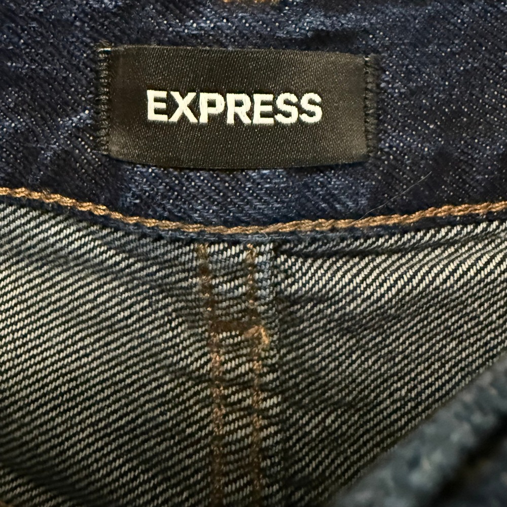 Express Women's Dark Wash High Rise Wide Leg 100% Cotton Denim Jeans Size 4S - Picture 8 of 10